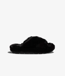 Etam Chaussons mules ouvertes en fourrure NOIR Fashion