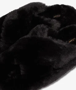 Etam Chaussons mules ouvertes en fourrure NOIR Fashion