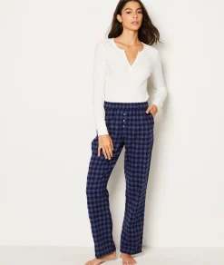Etam Checkered Cotton Pyjama Bottoms MARINE Outlet