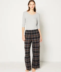 Etam Checkered Flannel Pyjama Trousers ANTHRACITE Discount