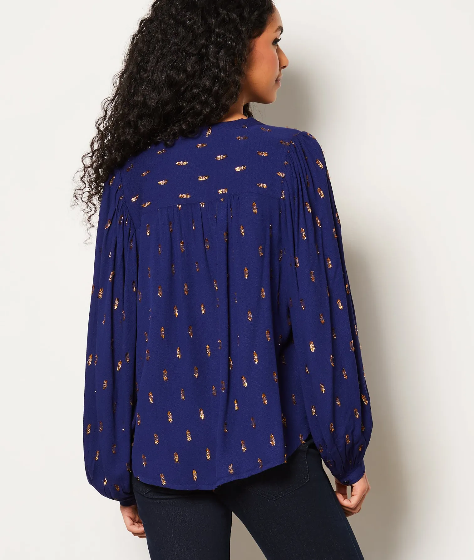 Etam Chemise col V à imprimé dorée VIOLET Sale