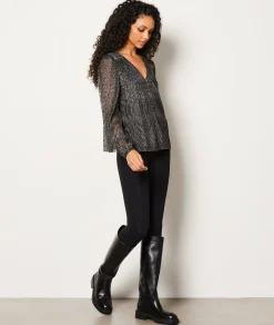 Etam Chemise col V à paillettes ARGENT Outlet