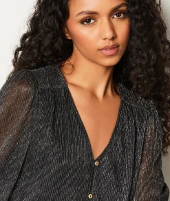 Etam Chemise col V à paillettes ARGENT Outlet