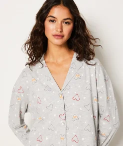 Etam Chemise de nuit en coton à cœurs GRIS Fashion