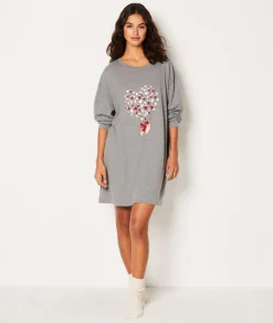 Etam Chemise de nuit en coton à motif ANTHRACITE Sale