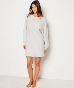Etam Chemise de nuit en coton à pois GRIS Hot