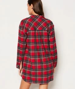 Etam Chemise de nuit en coton à carreaux ROUGE Best Sale