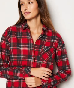 Etam Chemise de nuit en coton à carreaux ROUGE Best Sale