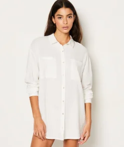 Etam Chemise de nuit en lin ECRU Discount