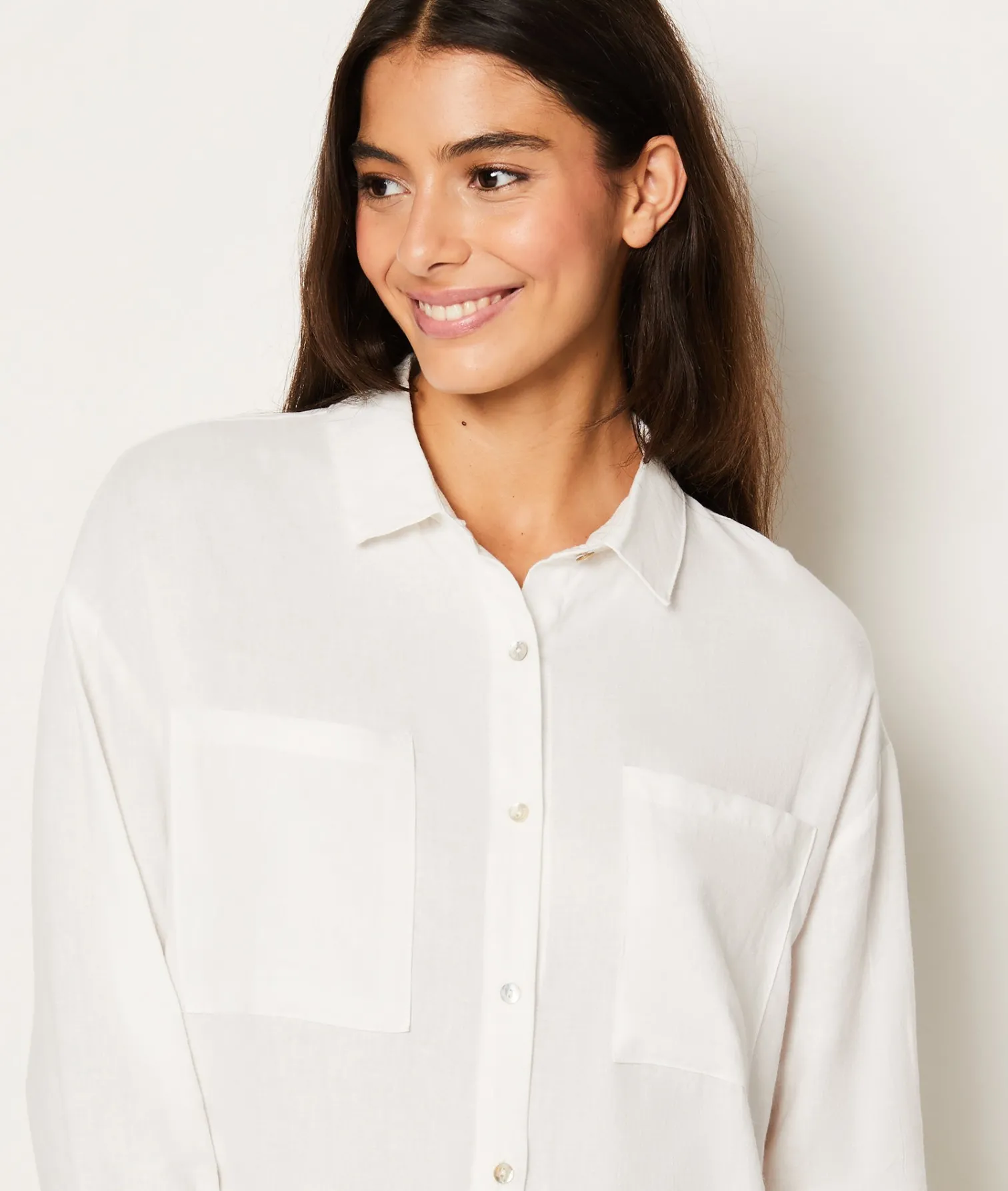 Etam Chemise de nuit en lin ECRU Discount