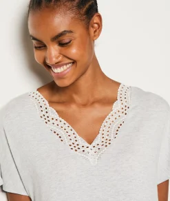 Etam Chemise de nuit en modal décolleté dentelle GRISCLAIR Store