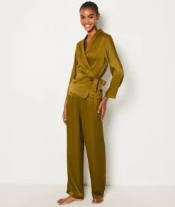 Etam Chemise de pyjama à nœud lisse KAKI Flash Sale