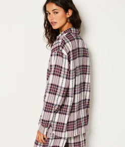 Etam Chemise de pyjama en coton à carreaux ECRU Fashion