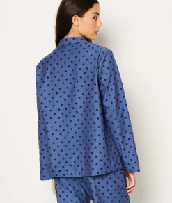 Etam Chemise de pyjama en coton à pois BLEU Discount