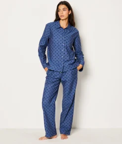 Etam Chemise de pyjama en coton à pois BLEU Discount