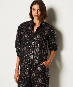 Etam Chemise de pyjama en coton imprimée constellation NOIR Online