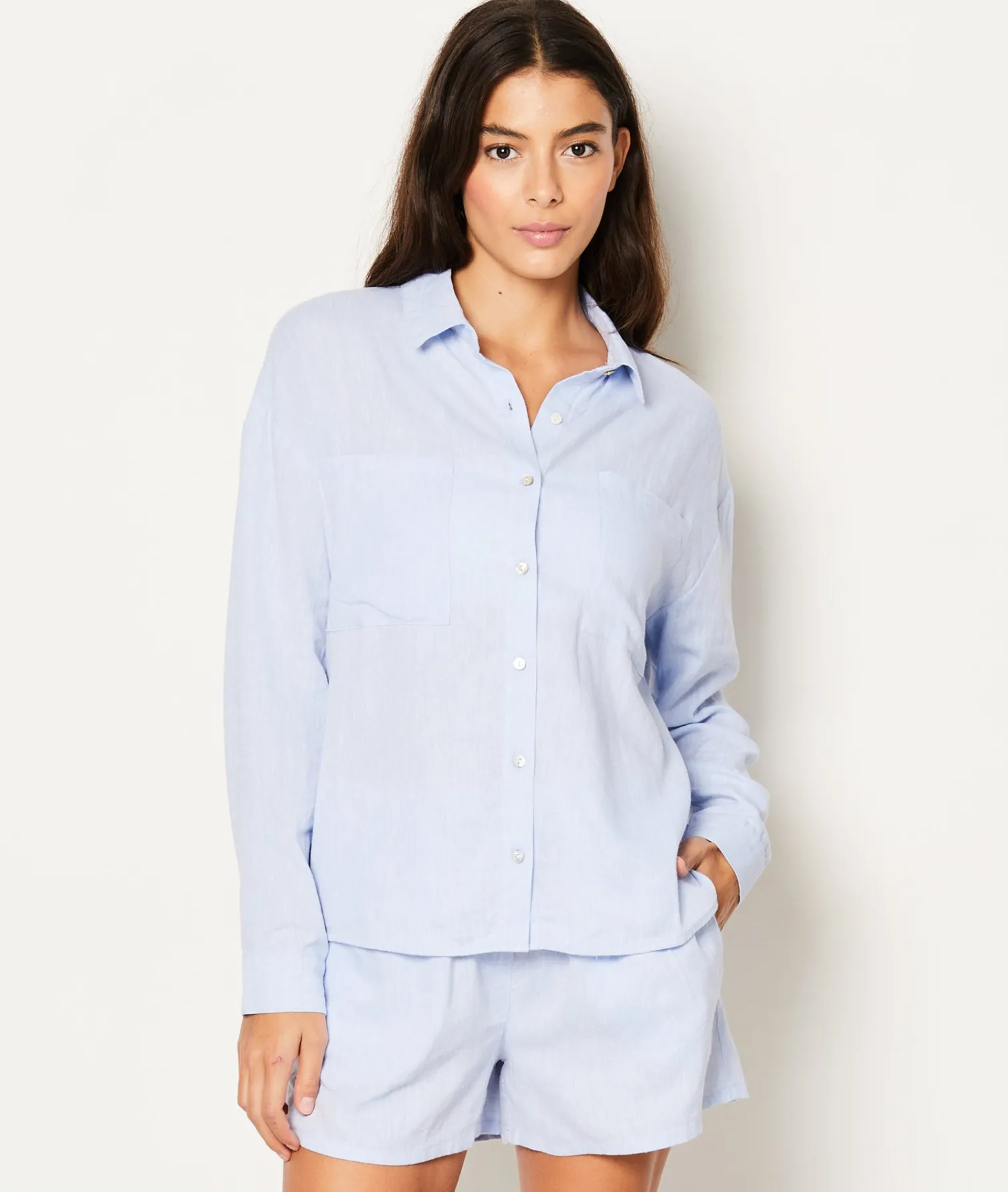Etam Chemise de pyjama en lin BLEU Cheap