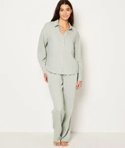 Etam Chemise de pyjama en lin KAKI Cheap