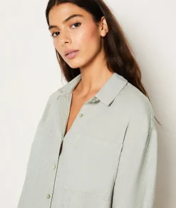 Etam Chemise de pyjama en lin KAKI Cheap