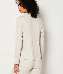 Etam Chemise de pyjama en maille côtelée Richelieu BEIGE Discount
