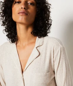 Etam Chemise de pyjama en maille côtelée Richelieu BEIGE Discount