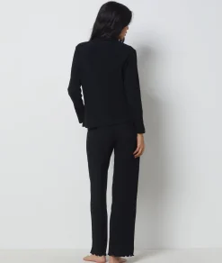 Etam Chemise de pyjama en maille côtelée Richelieu NOIR Outlet