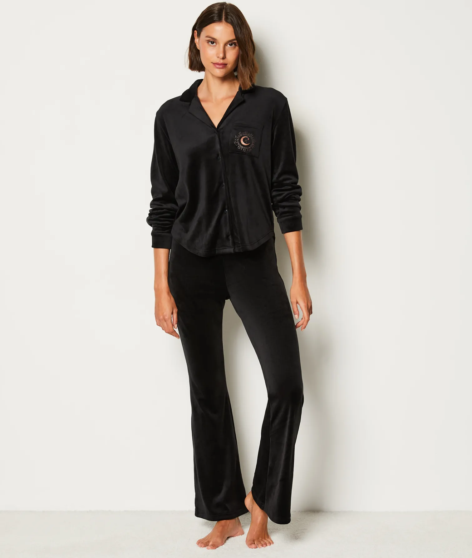 Etam Chemise de pyjama polaire NOIR Shop
