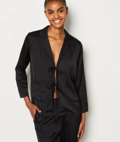 Etam Chemise de pyjama satinée à noeud NOIR Outlet