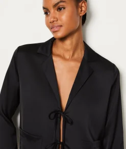 Etam Chemise de pyjama satinée à noeud NOIR Outlet