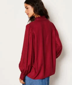 Etam Chemise fluide boutonnée brodée BORDEAUXGRENAT Flash Sale
