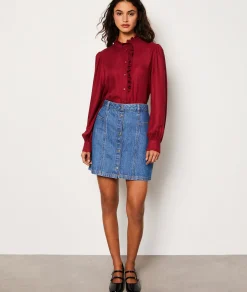 Etam Chemise fluide boutonnée brodée BORDEAUXGRENAT Flash Sale