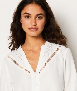 Etam Chemise fluide boutonnée brodée LIN Best Sale