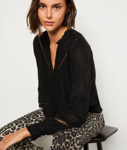 Etam Chemise fluide brodée NOIR Store