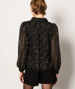 Etam Chemise manches longues irisée NOIR Discount