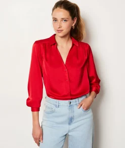 Etam Chemise satinée ROUGE Hot