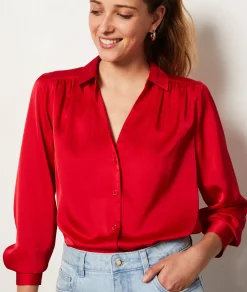 Etam Chemise satinée ROUGE Hot