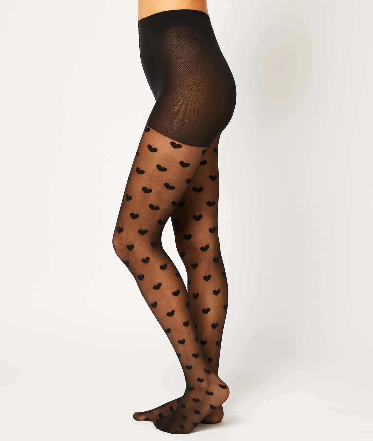 Etam Collant mode motif cœur - 55D NOIR Fashion