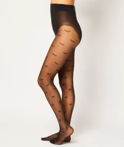 Etam Collant mode motif nœud - 15D NOIR Fashion