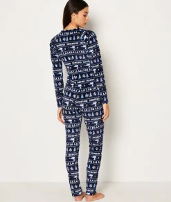 Etam Combinaison de pyjama à motifs Snoopy Peanuts™ MARINE Hot