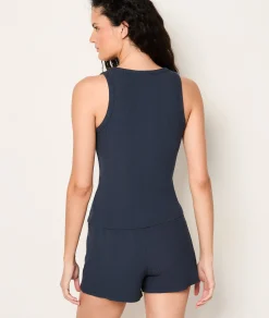 Etam Débardeur de pyjama en coton côtelé BLEU Cheap