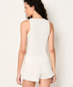 Etam Débardeur de pyjama en coton côtelé BLANC Sale