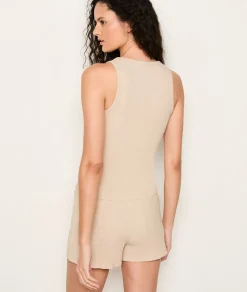 Etam Débardeur de pyjama en coton côtelé BEIGE Shop