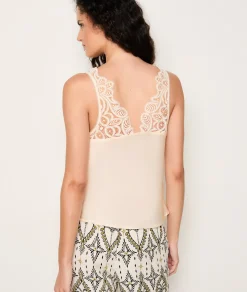 Etam Débardeur de pyjama satiné ECRU Hot