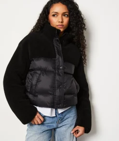 Etam Doudoune courte en fausse fourrure NOIR Clearance