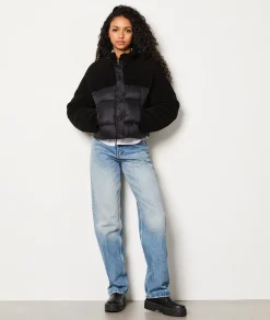 Etam Doudoune courte en fausse fourrure NOIR Clearance