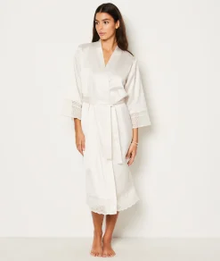 Etam Déshabillé satiné détails dentelle ECRU Flash Sale