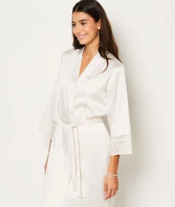 Etam Déshabillé satiné détails dentelle ECRU Flash Sale