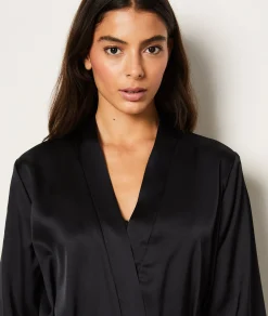 Etam Déshabillé satiné détails dentelle NOIR Best Sale