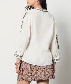 Etam Embroidered 3/4 Sleeve Blouse ECRU Best