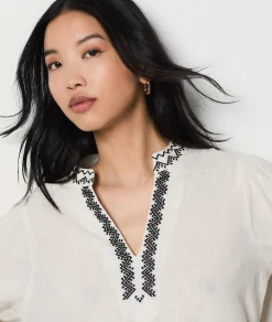 Etam Embroidered 3/4 Sleeve Blouse ECRU Best